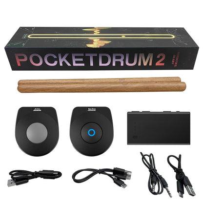 Aeroband-Pocketdrum 2 MAX Electronic Drum Set, Drum Sticks, Foot Pedals, Bluetooth Adapter, Play Drum Anywhere Anytime