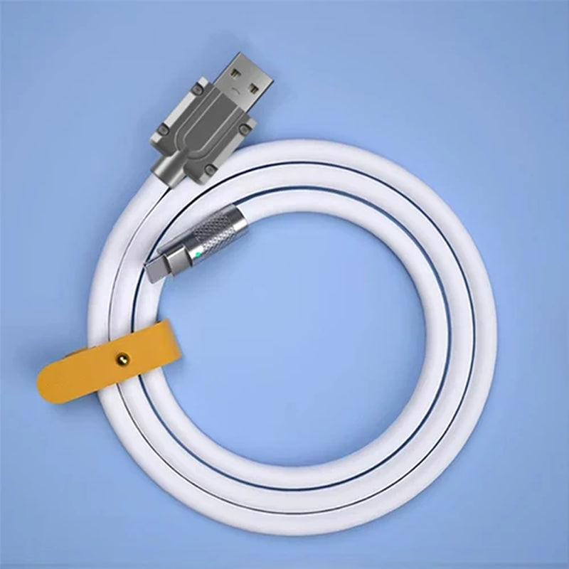 120W 6A Super Fast Charge Liquid Silicone Cable Type-C Charger Data Cable for Xiaomi Huawei Samsung Zinc USB Bold Data Line 1M