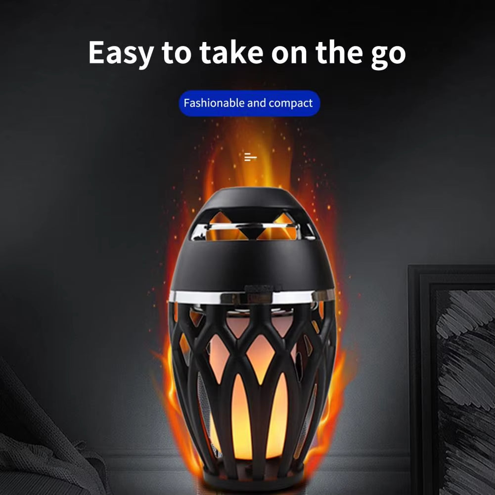 Bluetooth-Compatible Subwoofer Creative Men Women LED Flame Torch Wireless Loudspeaker Portable Wireless Loudspeaker