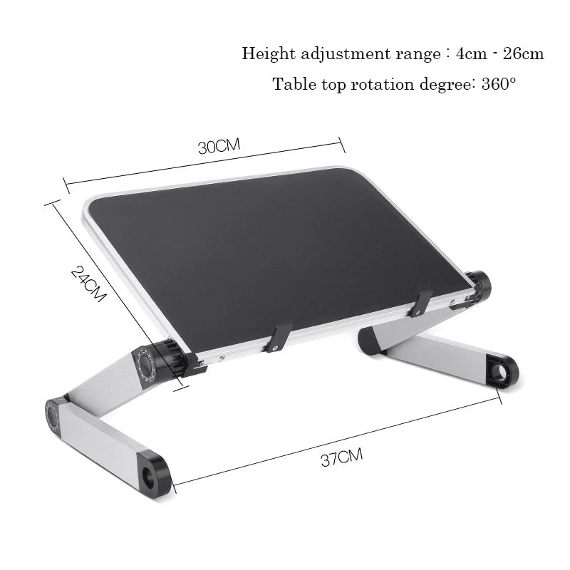 1 Unit Adjustable Folding Laptop Desk Portable for Bed Table Notebook Cooler Fan Stand Computer Table Lap Office Desk