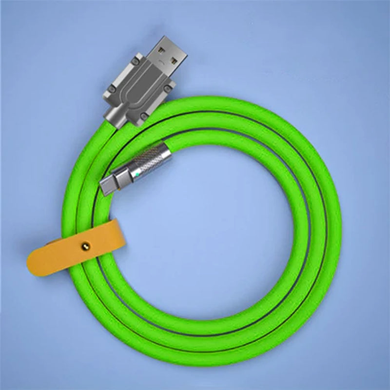 120W 6A Super Fast Charge Liquid Silicone Cable Type-C Charger Data Cable for Xiaomi Huawei Samsung Zinc USB Bold Data Line 1M