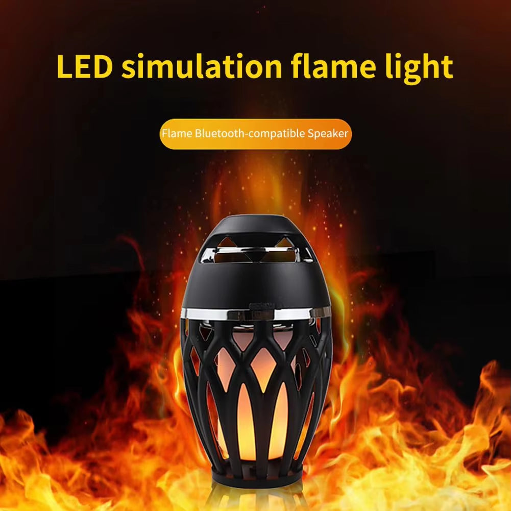 Bluetooth-Compatible Subwoofer Creative Men Women LED Flame Torch Wireless Loudspeaker Portable Wireless Loudspeaker